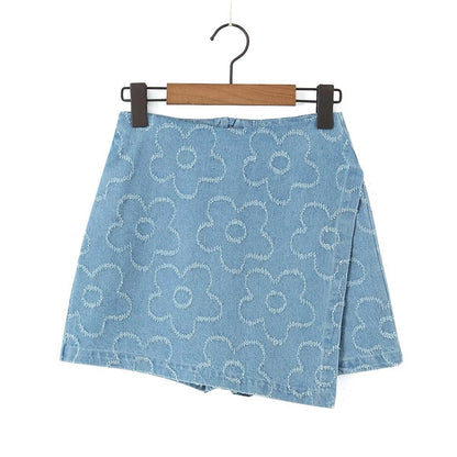 Women Clothing Sexy Beard Washed Worn Denim Skirt
