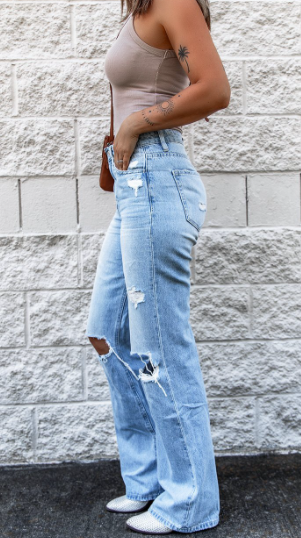 Ripped Slim Flare High Rise Jeans