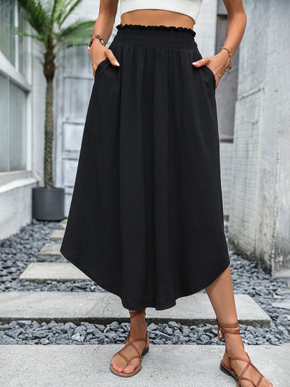 Skirt Women High Waist Casual Pocket